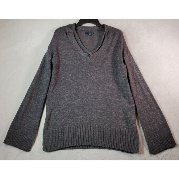 American Eagle Outfitters Sweaters - American Eagle Outfitters Sweater Womens Medium‎ Gray Cotton Long Sleeve V Neck